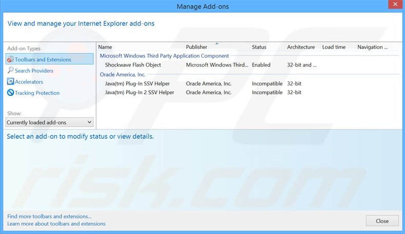 Removing StormAlerts ads from Internet Explorer step 2