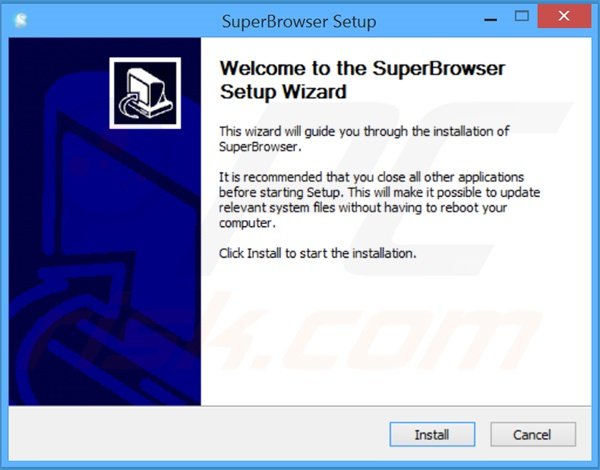 Official Super Browser adware installation setup