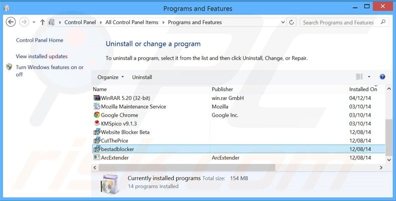 TheAdBlock adware uninstall via Control Panel