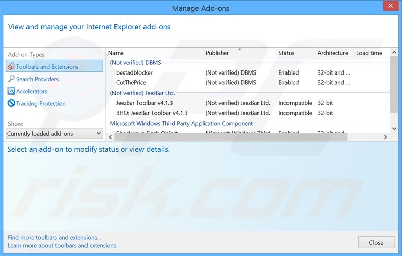 Removing Travel Output ads from Internet Explorer step 2