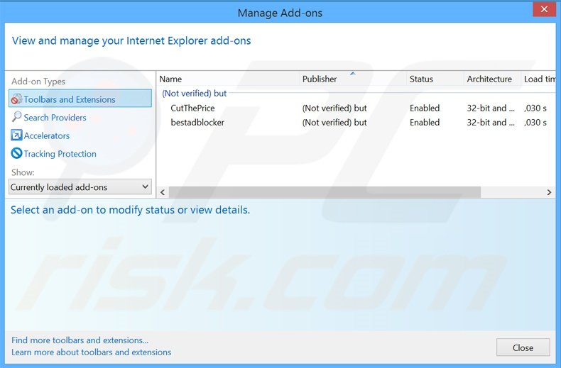 Removing Unfollow Alert ads from Internet Explorer step 2