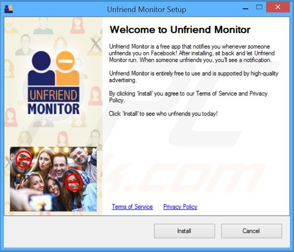 Official Unfriend Monitor adware installation setup