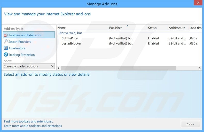 Removing Unfriend Review ads from Internet Explorer step 2