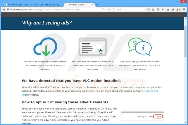 vlc addon adware