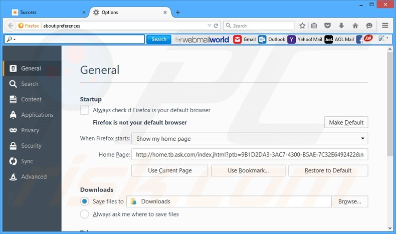 Removing WebmailWorld from Mozilla Firefox homepage