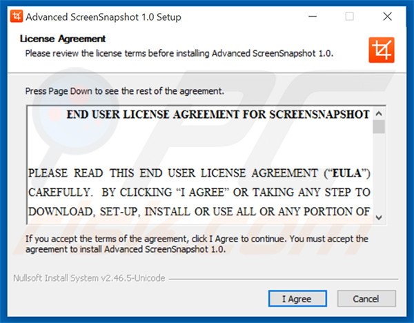 Official Advanced ScreenSnapshot adware installation setup