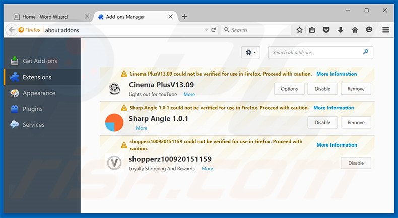 Removing Awesome-Promos ads from Mozilla Firefox step 2