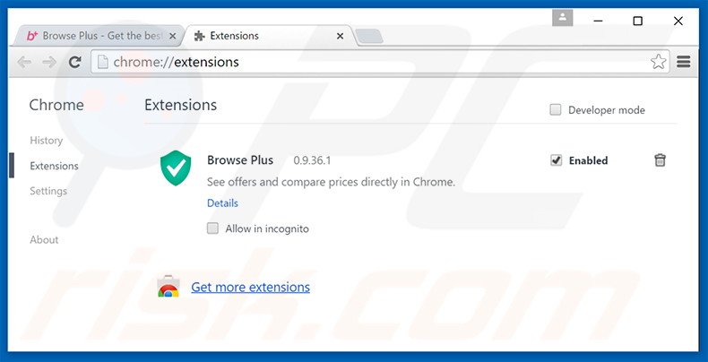 Removing Browser Plus ads from Google Chrome step 2