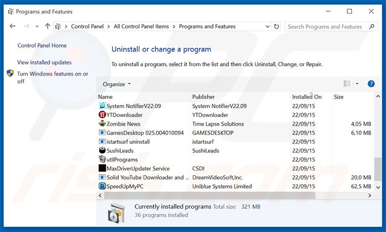 Browser Plus adware uninstall via Control Panel