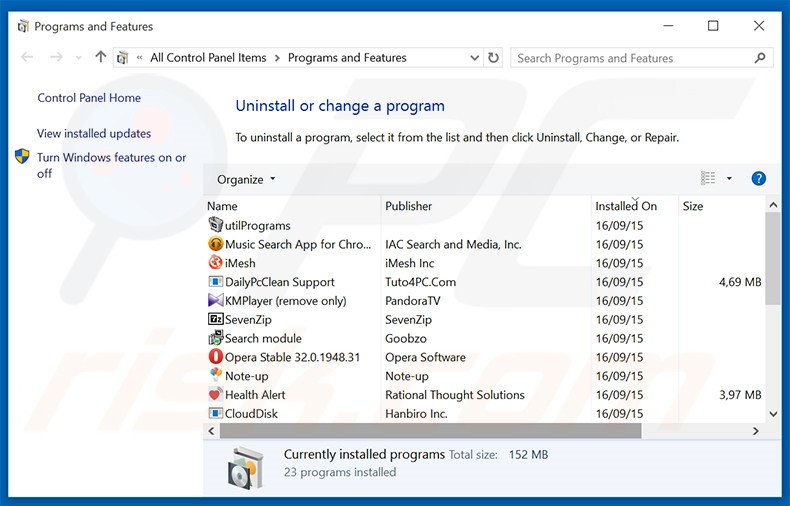 Browsing Secure adware uninstall via Control Panel