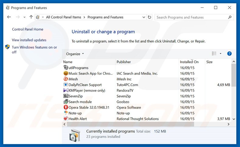 CandyBox adware uninstall via Control Panel