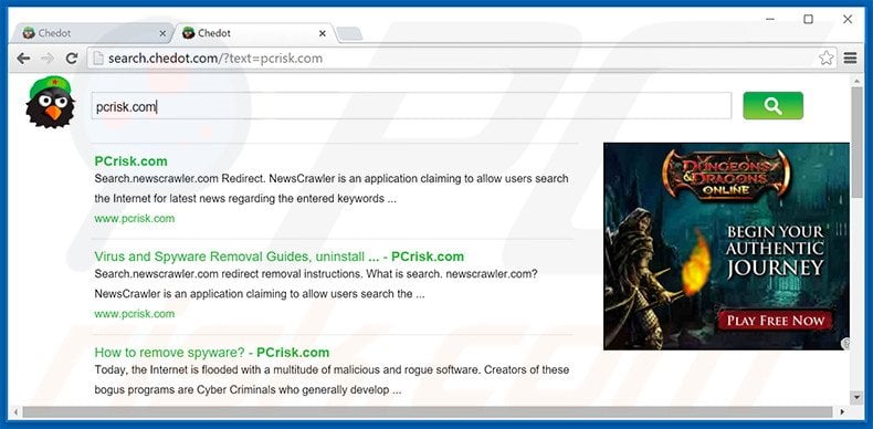 Chedot Browser Browser redirecting users to search.chedot.com