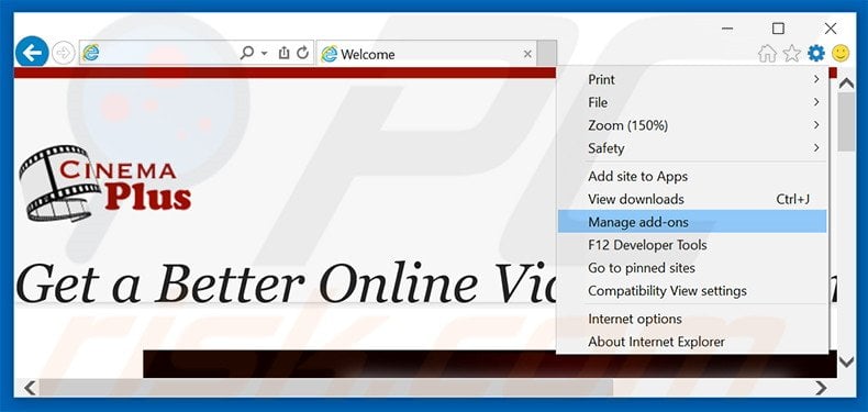 Removing CinemaP ads from Internet Explorer step 1