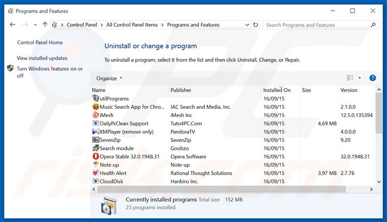 Club-Save adware uninstall via Control Panel