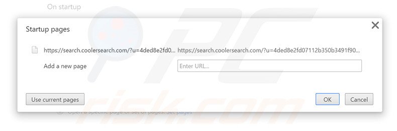 Removing search.coolersearch.com from Google Chrome homepage
