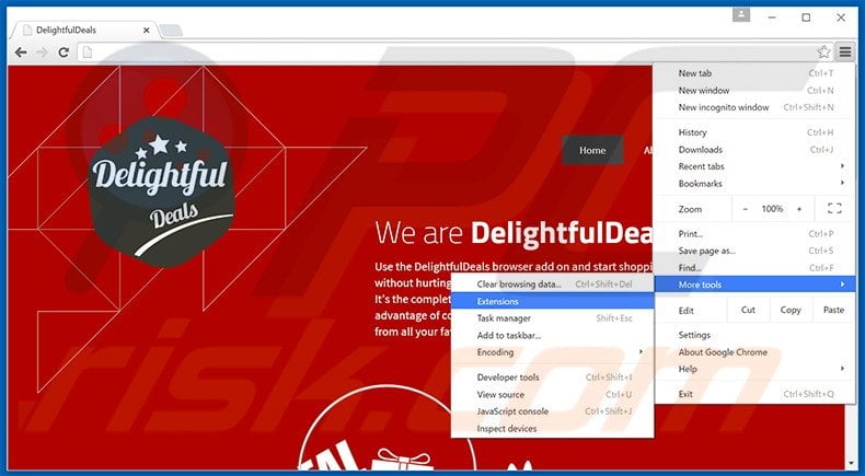 Removing DelightfulDeals  ads from Google Chrome step 1