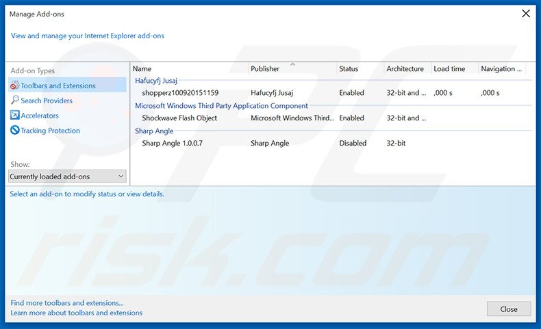 Removing DelightfulDeals ads from Internet Explorer step 2