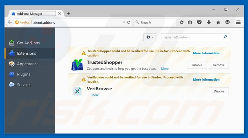 Removing Desktop Bar ads from Mozilla Firefox step 2