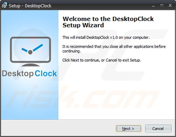 Official DesktopClock adware installation setup