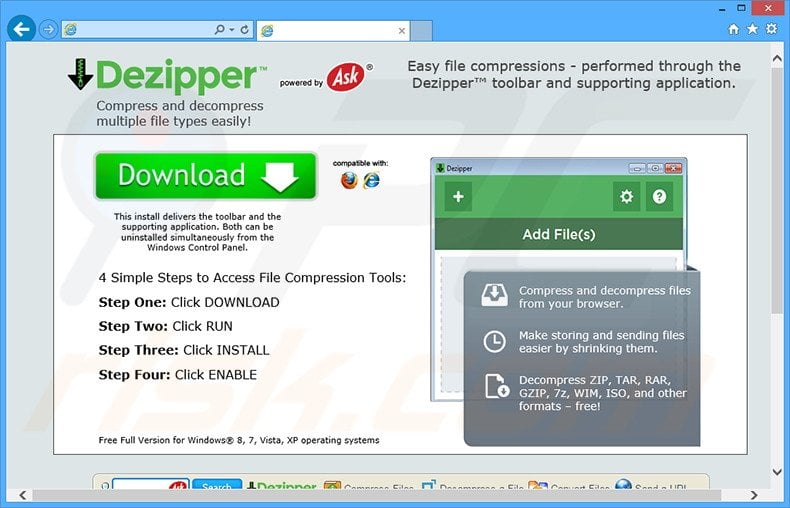 Dezipper browser hijacker