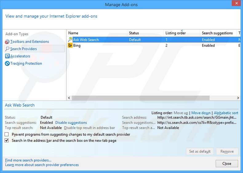 Removing Dezipper from Internet Explorer default search engine