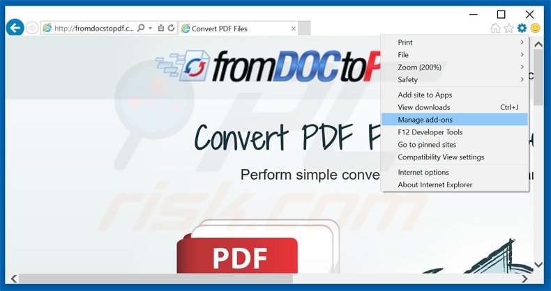 removing doctopdf converter from Internet Explorer step 1