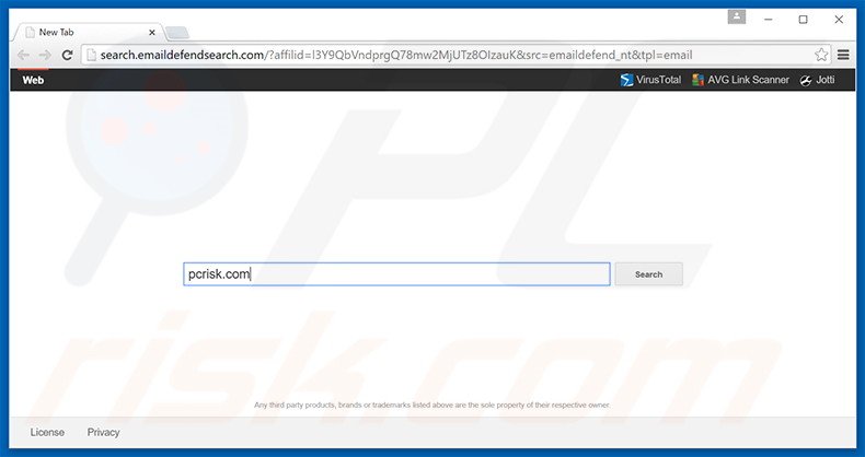 search.emaildefendsearch.com browser hijacker