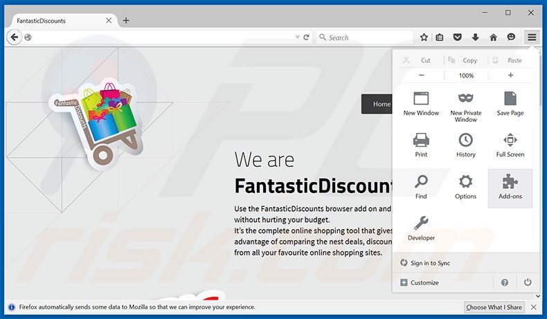 Removing FantasticDiscounts ads from Mozilla Firefox step 1