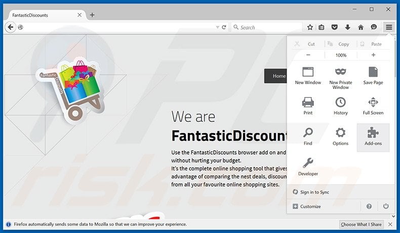 Removing FantasticDiscounts ads from Mozilla Firefox step 1