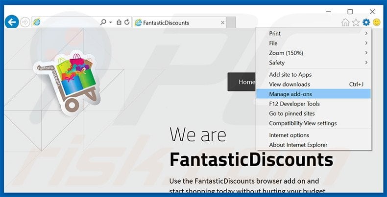 Removing FantasticDiscounts ads from Internet Explorer step 1