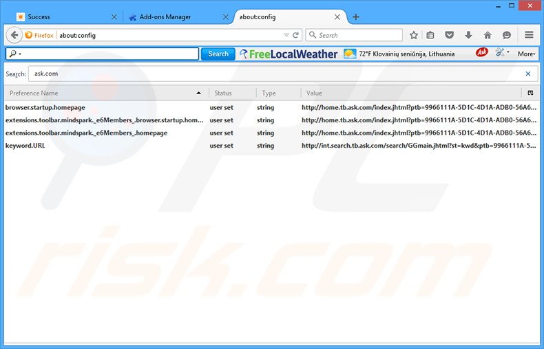 Removing FreeLocalWeather from Mozilla Firefox default search engine