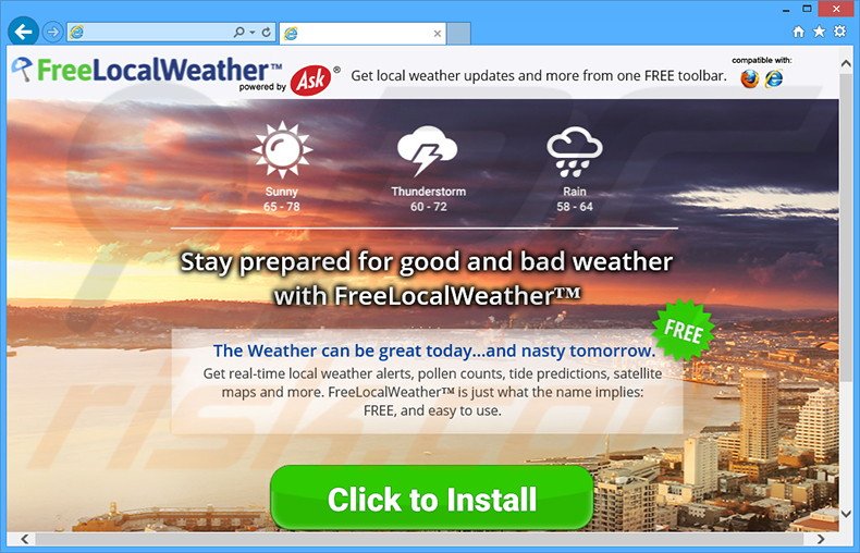 FreeLocalWeather browser hijacker