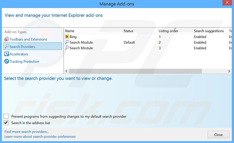 Removing gomovix.searchalgo.com from Internet Explorer default search engine