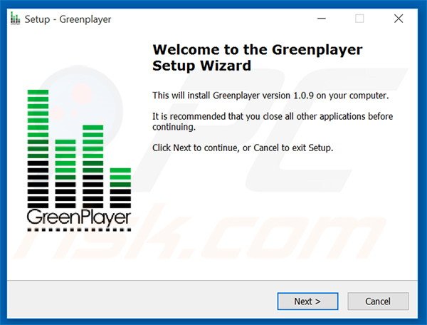 Official GreenPlayer adware installation setup