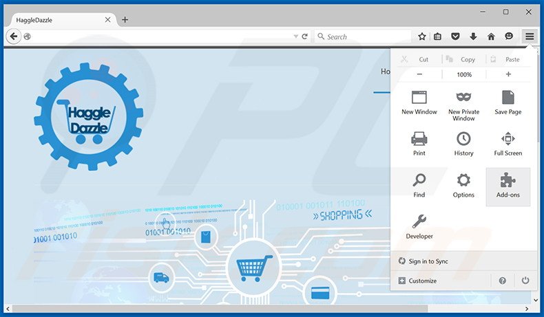 Removing HaggleDazzle ads from Mozilla Firefox step 1