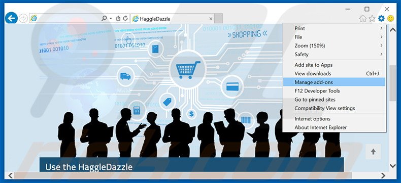 Removing HaggleDazzle ads from Internet Explorer step 1