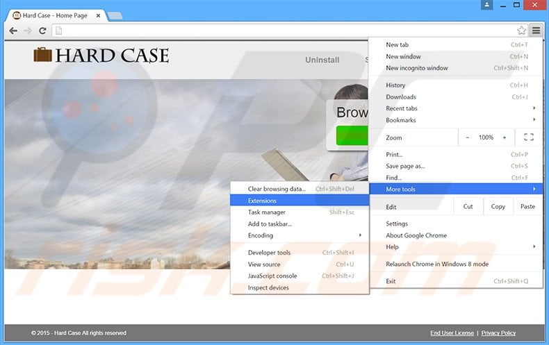 Removing Hard Case  ads from Google Chrome step 1