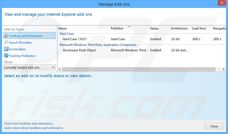 Removing Hard Case ads from Internet Explorer step 2