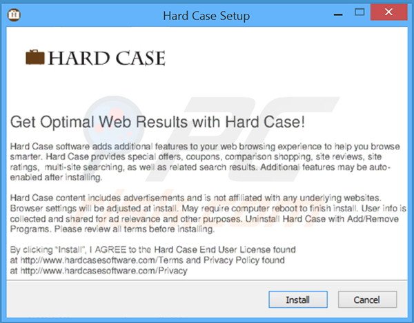 Official Hard Case adware installation setup