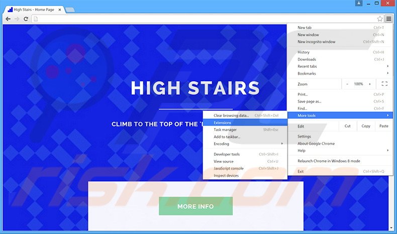 Removing High Stairs  ads from Google Chrome step 1