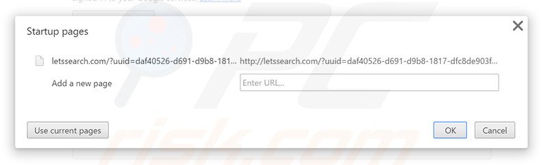 Removing letssearch.com from Google Chrome homepage