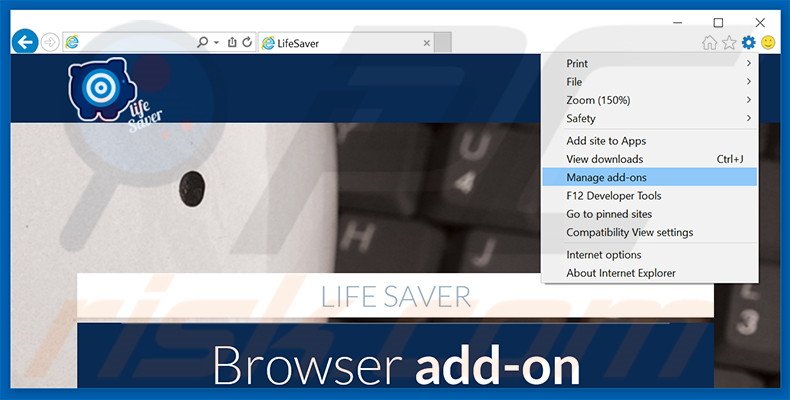 Removing Life-Safer ads from Internet Explorer step 1