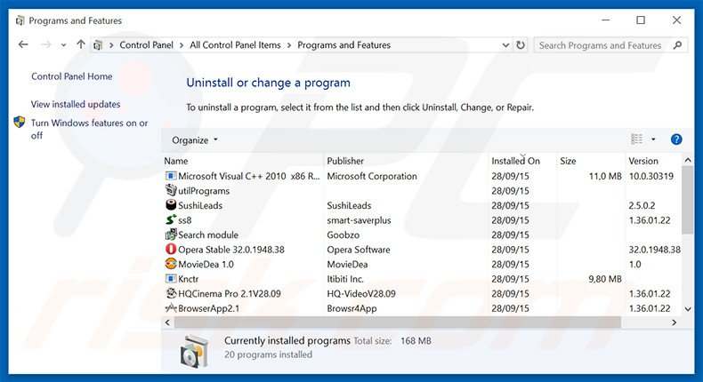 Life-Safer adware uninstall via Control Panel