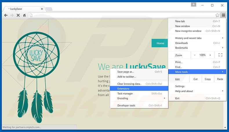 Removing LuckySave  ads from Google Chrome step 1