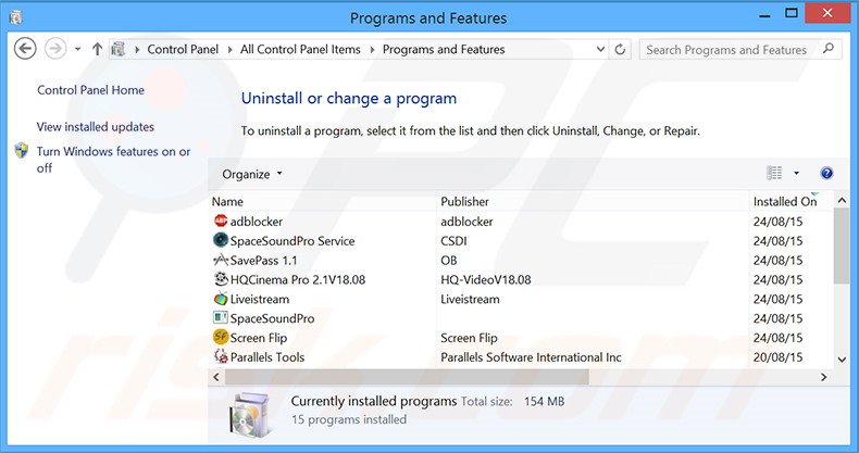 Magical Find adware uninstall via Control Panel