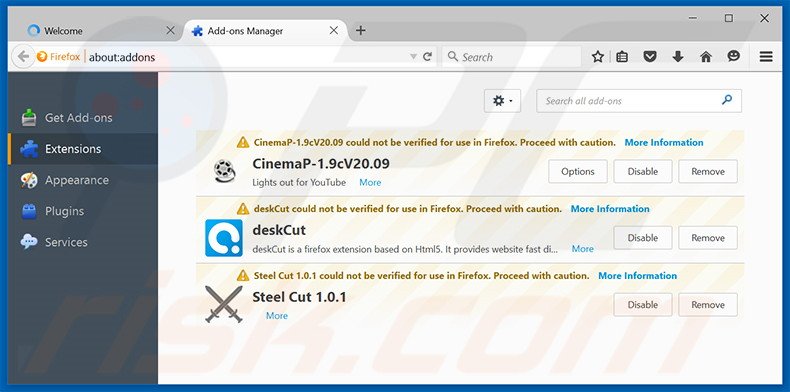 Removing MapsWorld ads from Mozilla Firefox step 2