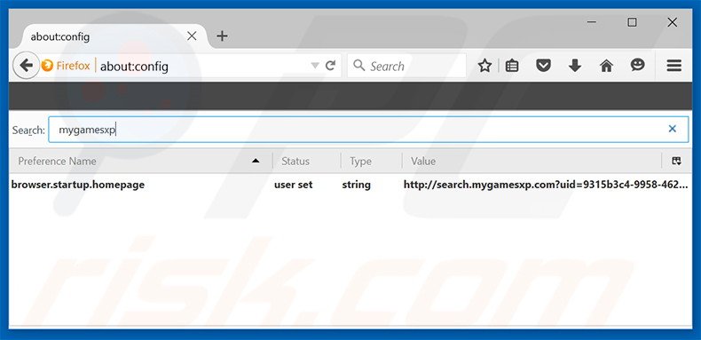 Removing search.mygamesxp.com from Mozilla Firefox default search engine
