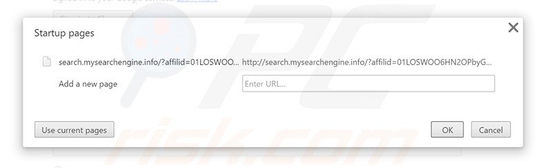 Removing search.mysearchengine.info from Google Chrome homepage