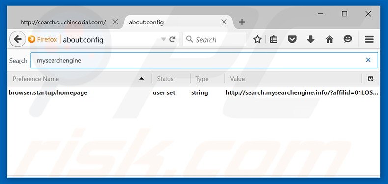 Removing search.mysearchengine.info from Mozilla Firefox default search engine