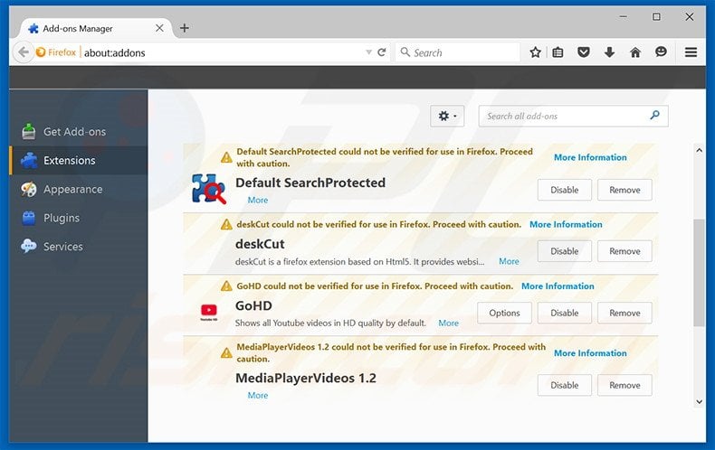 Removing mysearchtoolbar.com related Mozilla Firefox extensions